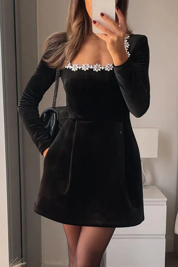 Ivanna - Chic Long Sleeve Woman's Mini Dress