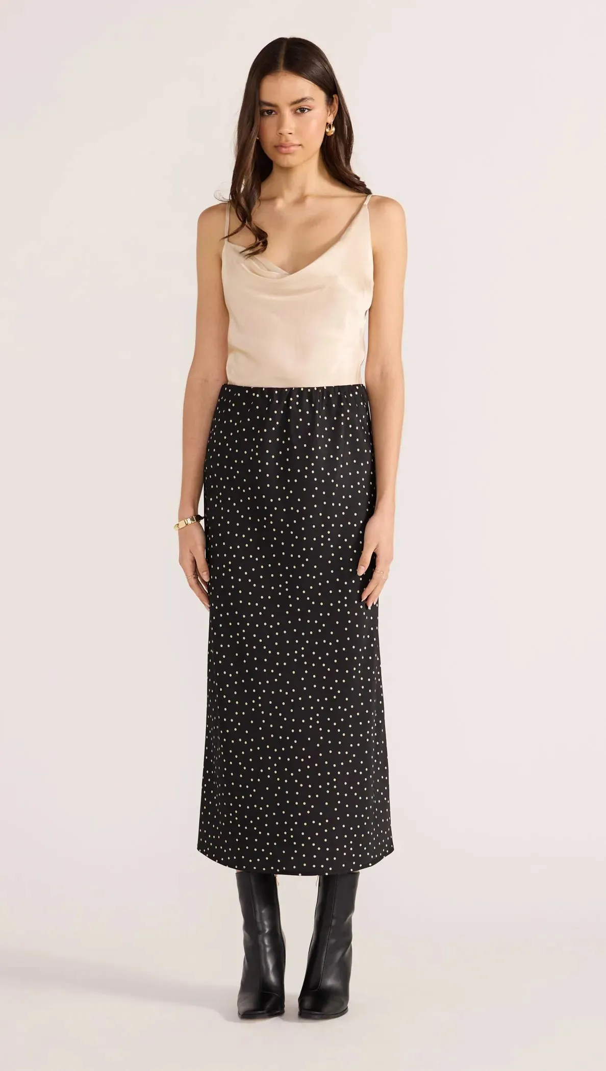 Jemma Polka Bias Midi Skirt