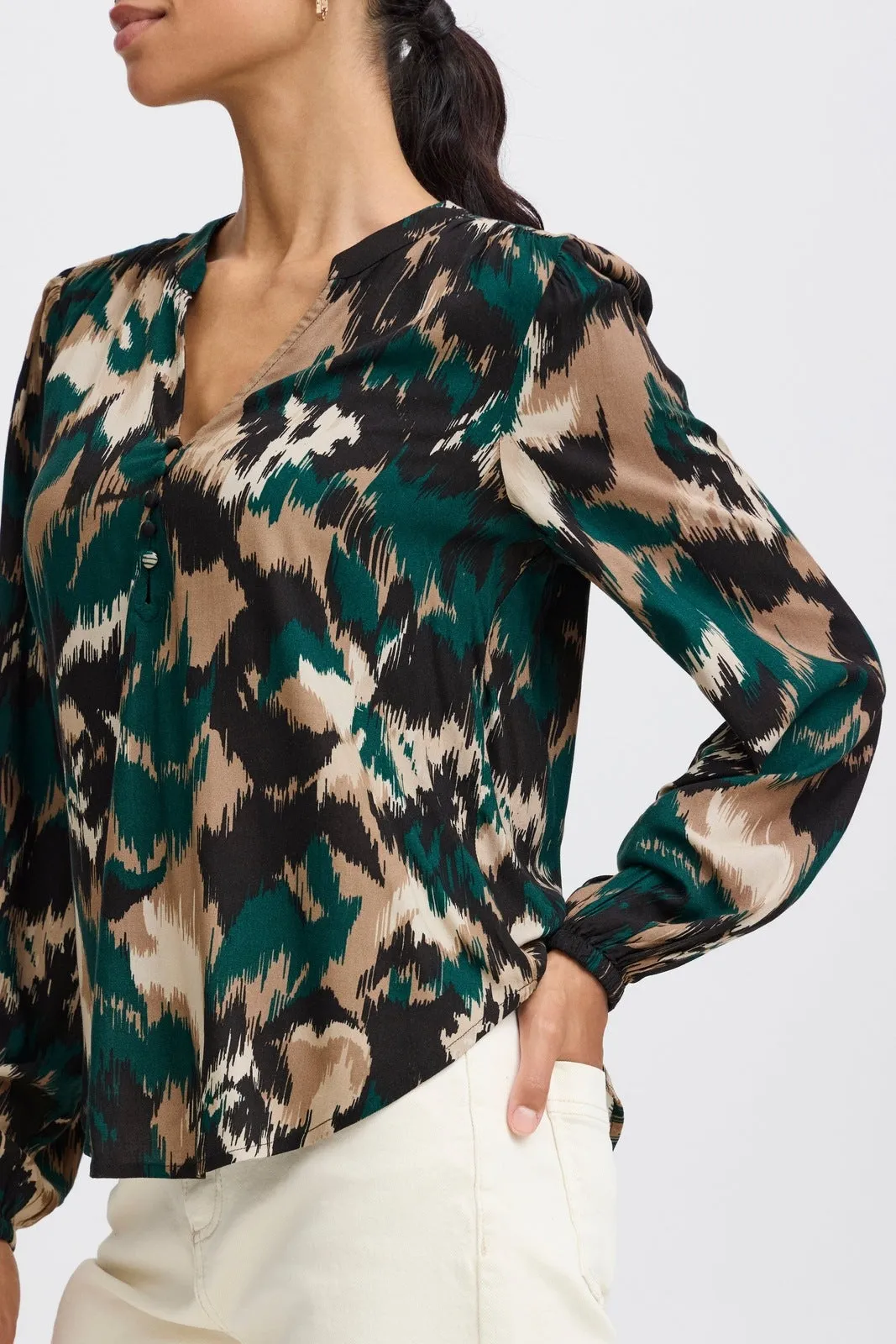 Josa Long Sleeve Blouse - Green