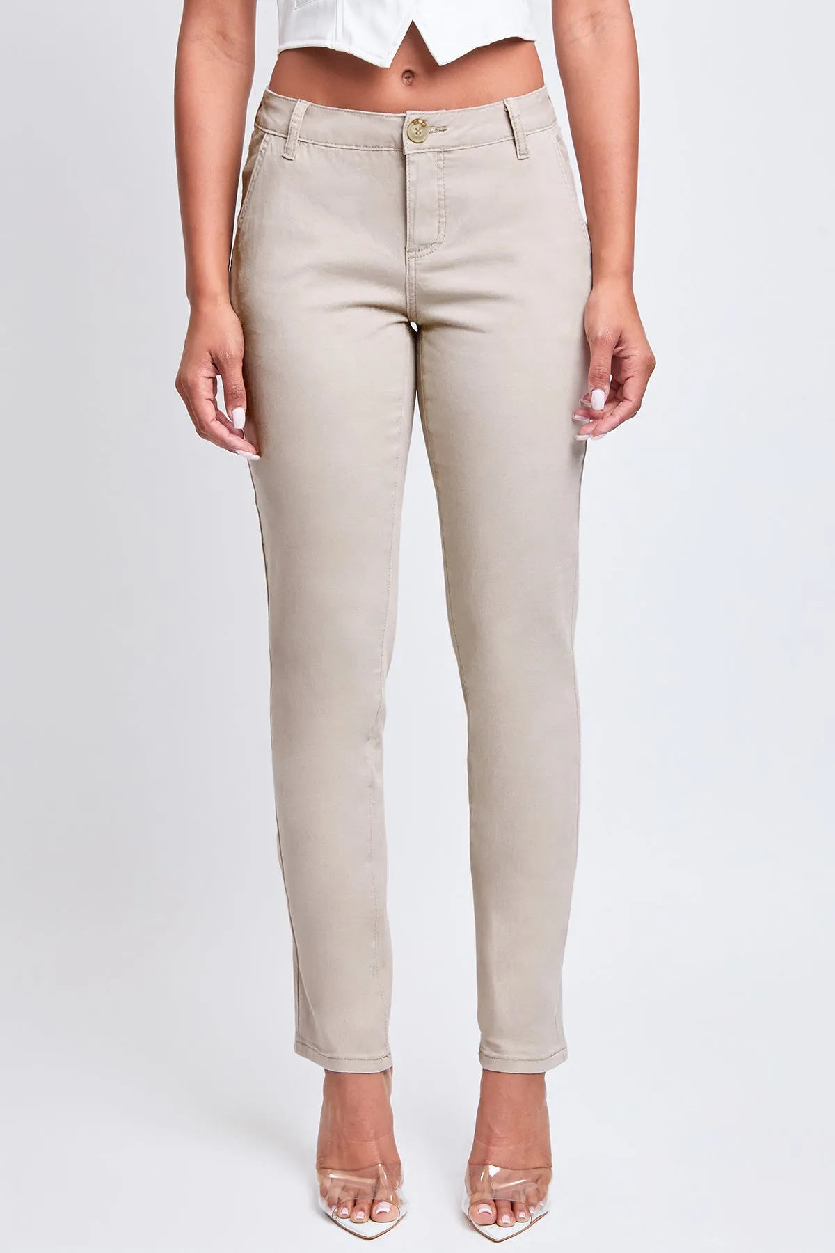 Junior Slim Mid Rise Straight Leg Twill Pants, Pack of 12