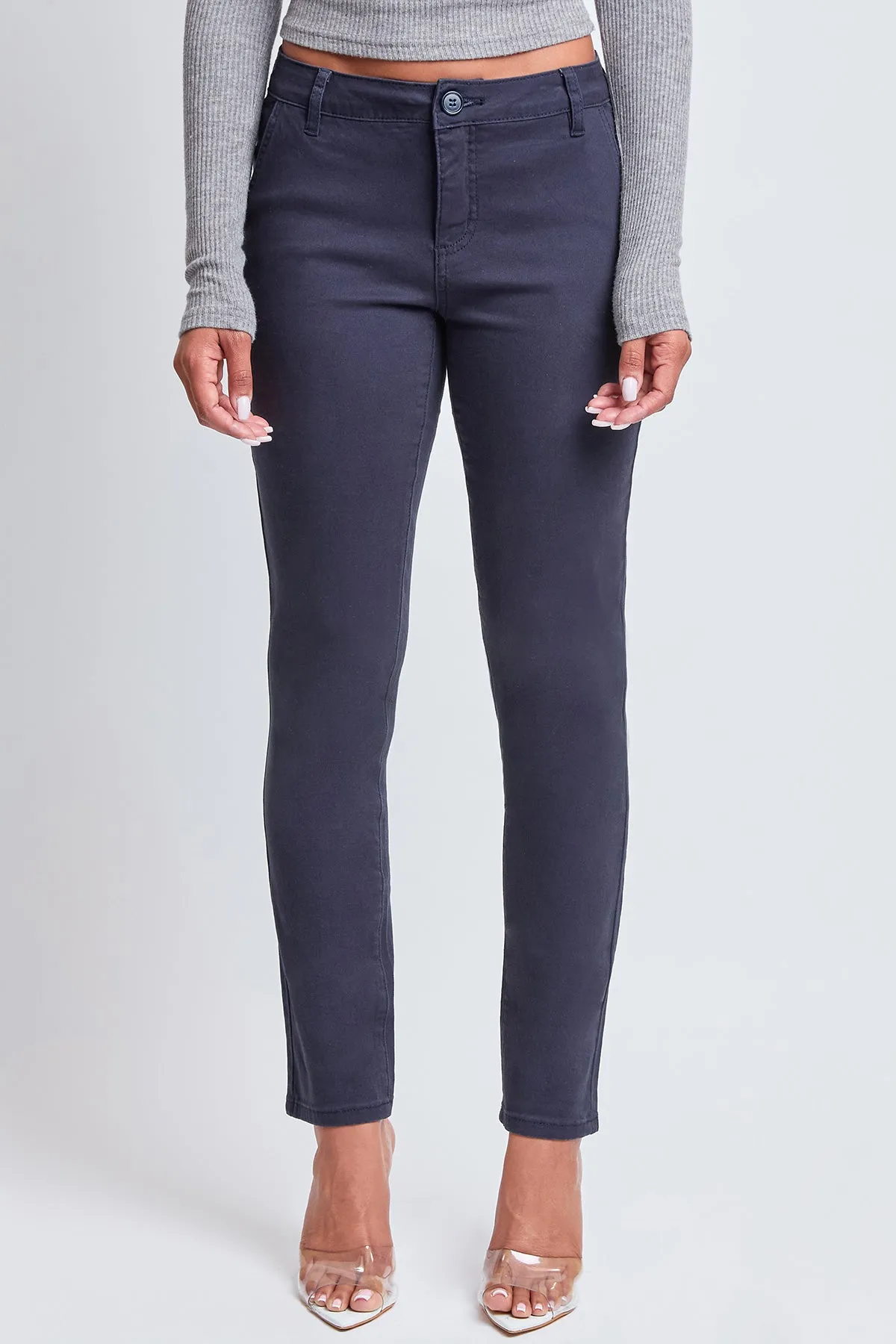 Junior Slim Mid Rise Straight Leg Twill Pants, Pack of 12