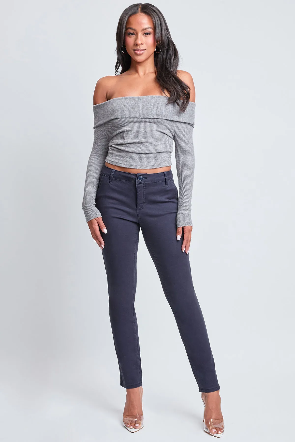 Junior Slim Mid Rise Straight Leg Twill Pants, Pack of 12