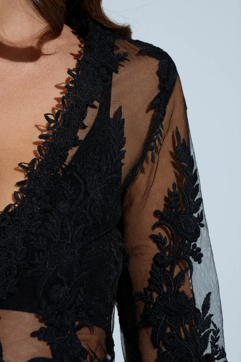 KAI LACE BLAZER IN BLACK