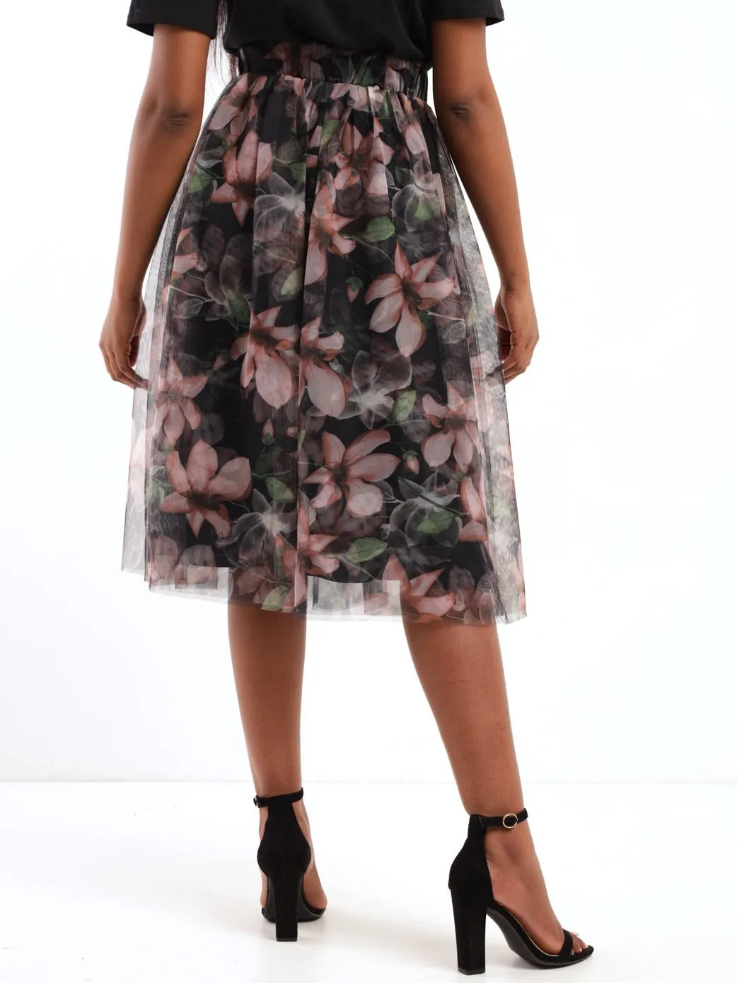 Ladies Mesh Floral Midi Dress