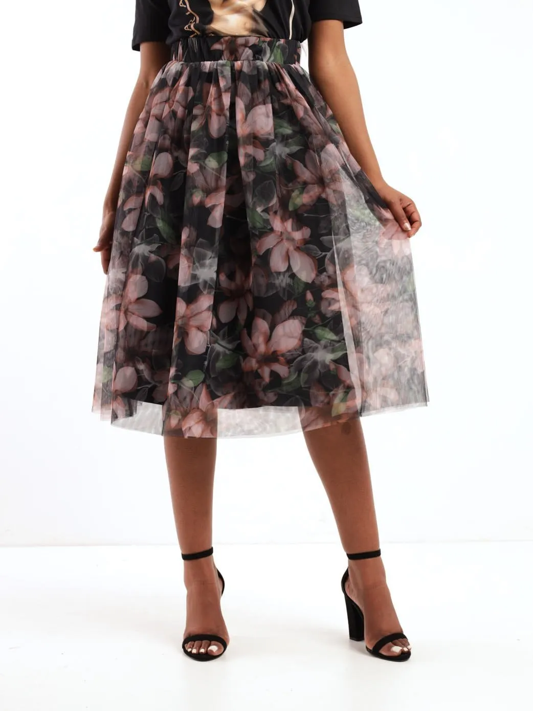 Ladies Mesh Floral Midi Dress