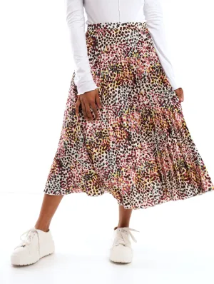 Ladies Pleated Printed Midi Skirt