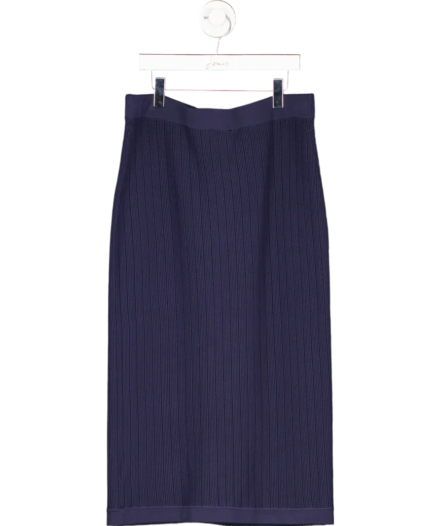 lagence Blue Melania Pointelle Knit Midi Skirt In Midnight/gold UK S