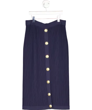 lagence Blue Melania Pointelle Knit Midi Skirt In Midnight/gold UK S