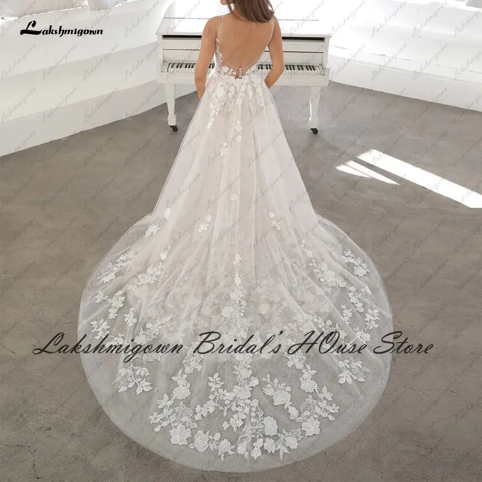 Lakshmigown Vintage Lace 2 in 1 Mermaid Wedding Gowns Sexy Backless Bridal Dress  Vestido Largo Boda Detachable Skirt