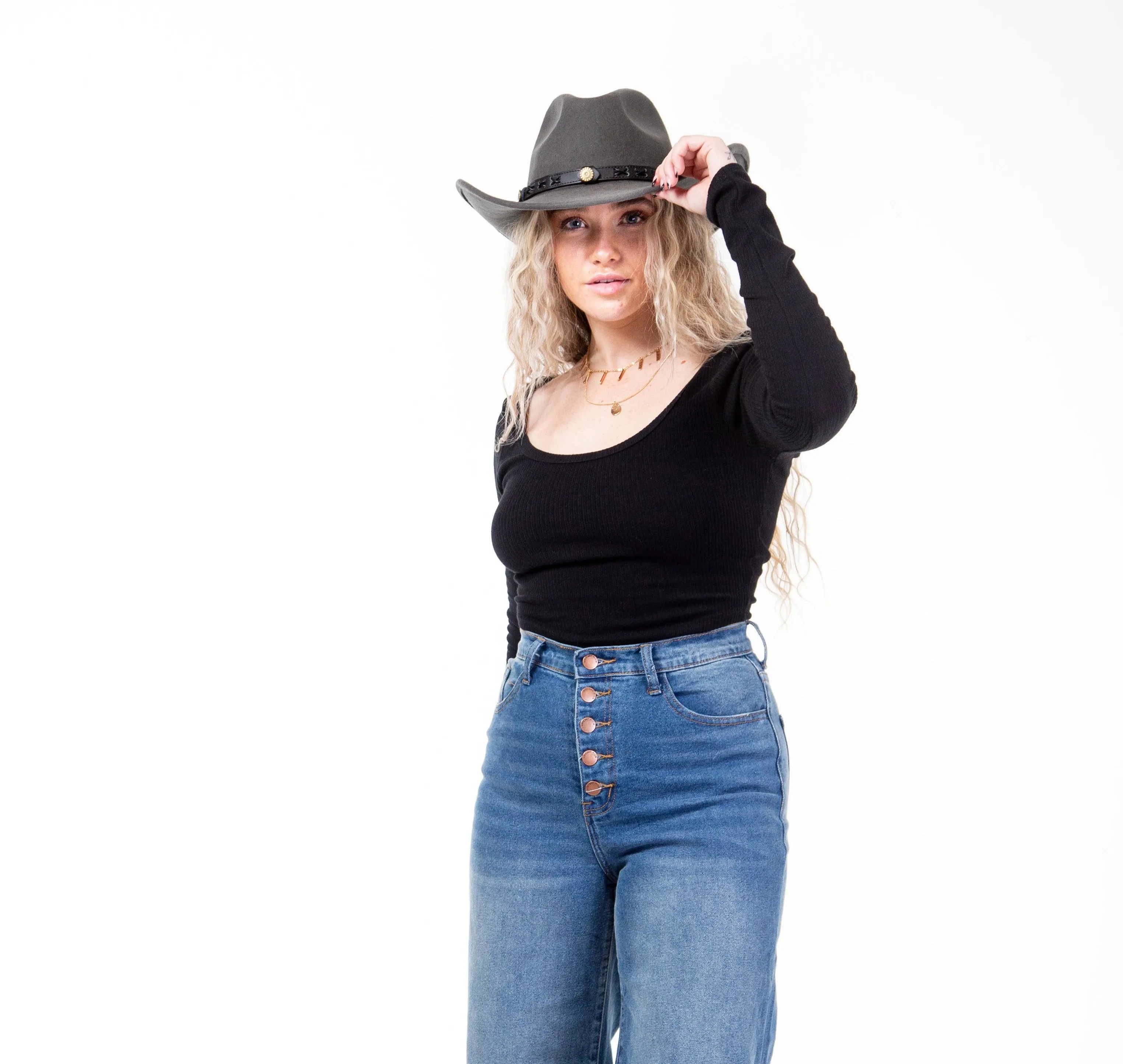 LALA LONG SLEEVE CROP TOP ~ BLACK
