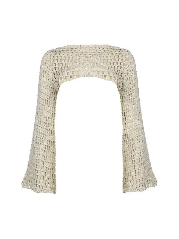 Langarm Crochet Bolero Häkel Top