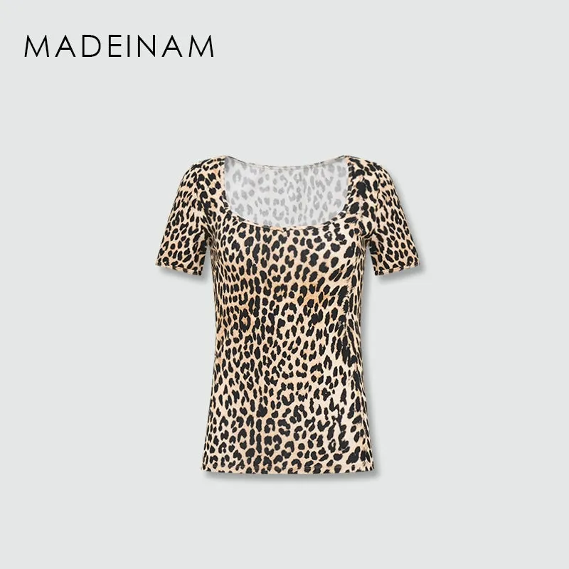 Leopard & Ribbed Short-Sleeve Tops