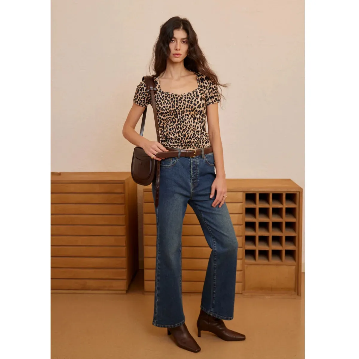 Leopard & Ribbed Short-Sleeve Tops