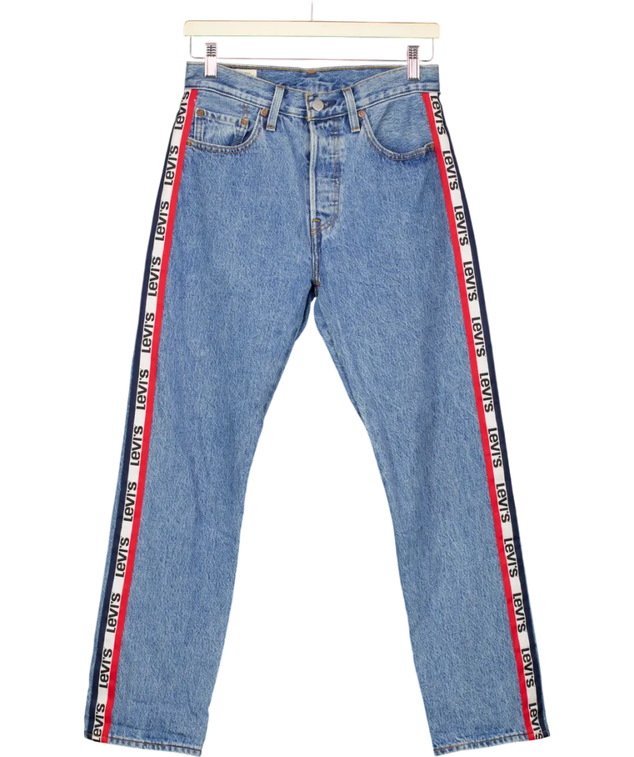 levis Blue 501 Side Tape Button Fly Straight Jeans W26