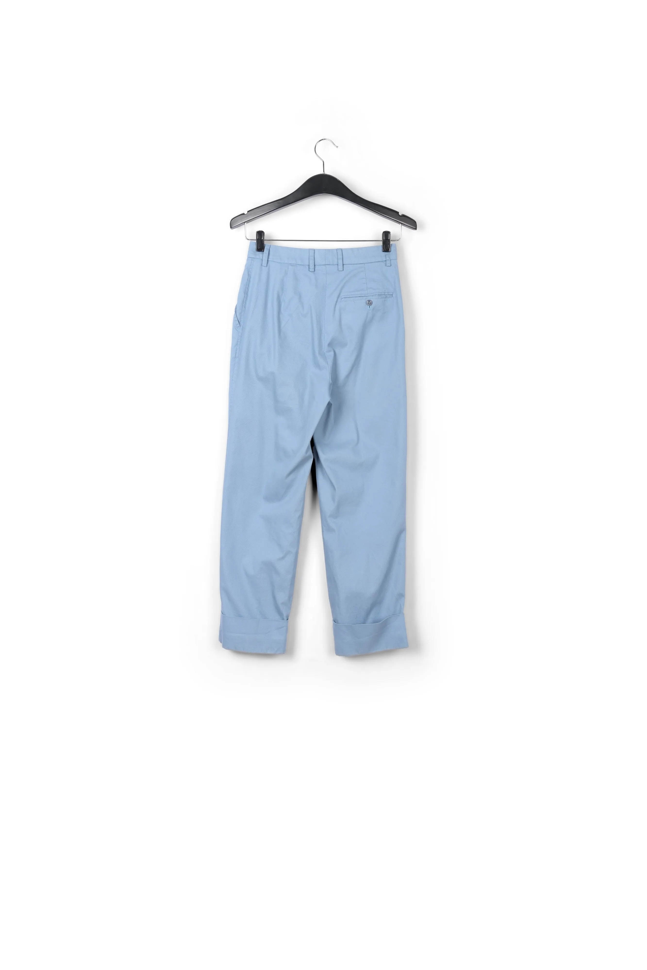 Light blue cotton-blend straight-leg pants