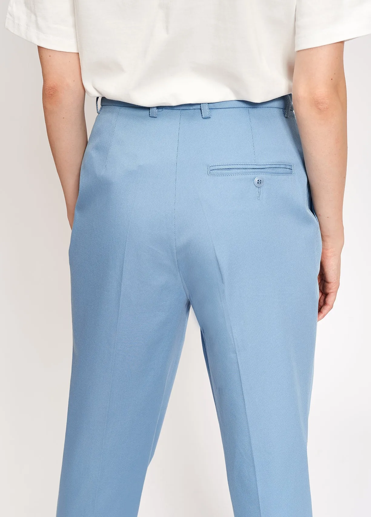 Light blue cotton-blend straight-leg pants