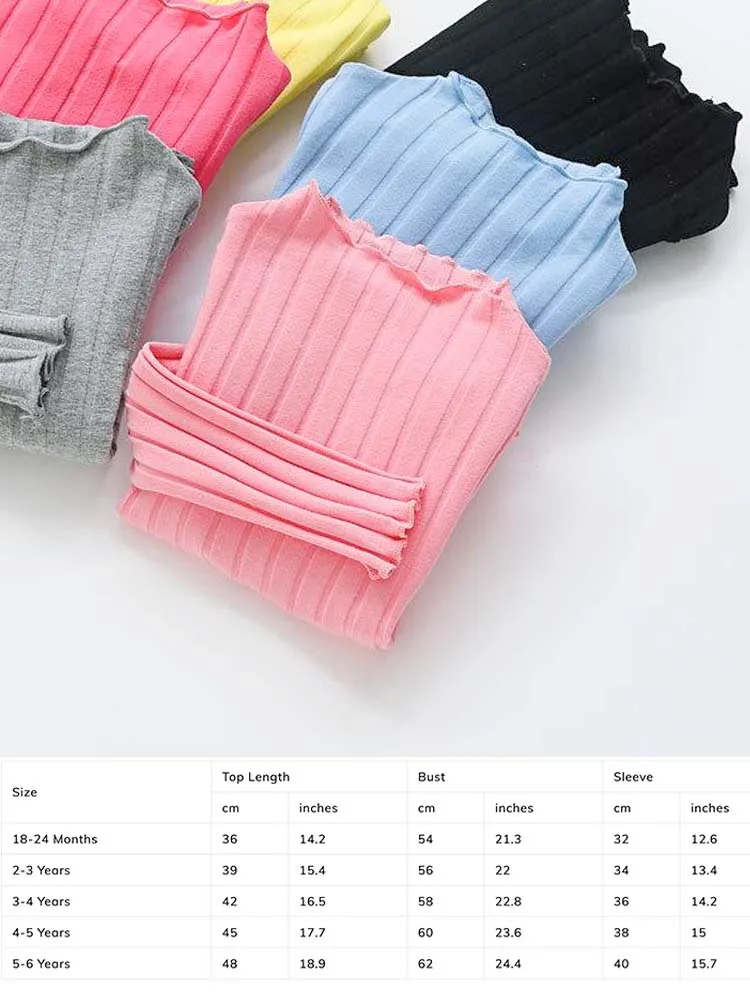 Light Blue Ribbed Long Sleeve Girls Top - 18 Months to 6 Years