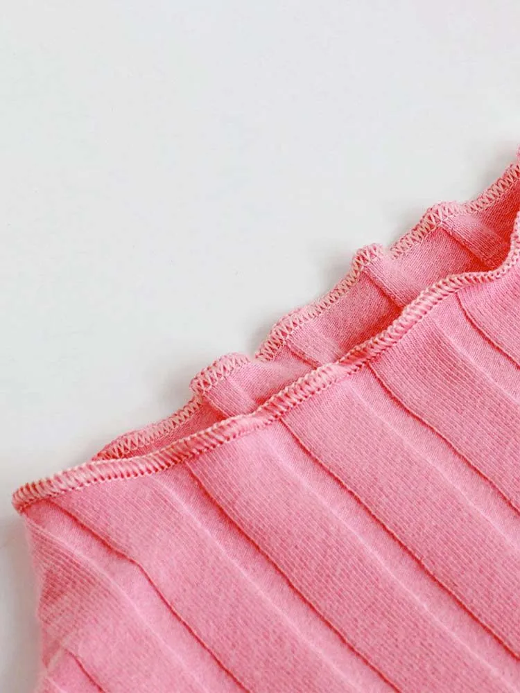 Light Blue Ribbed Long Sleeve Girls Top - 18 Months to 6 Years