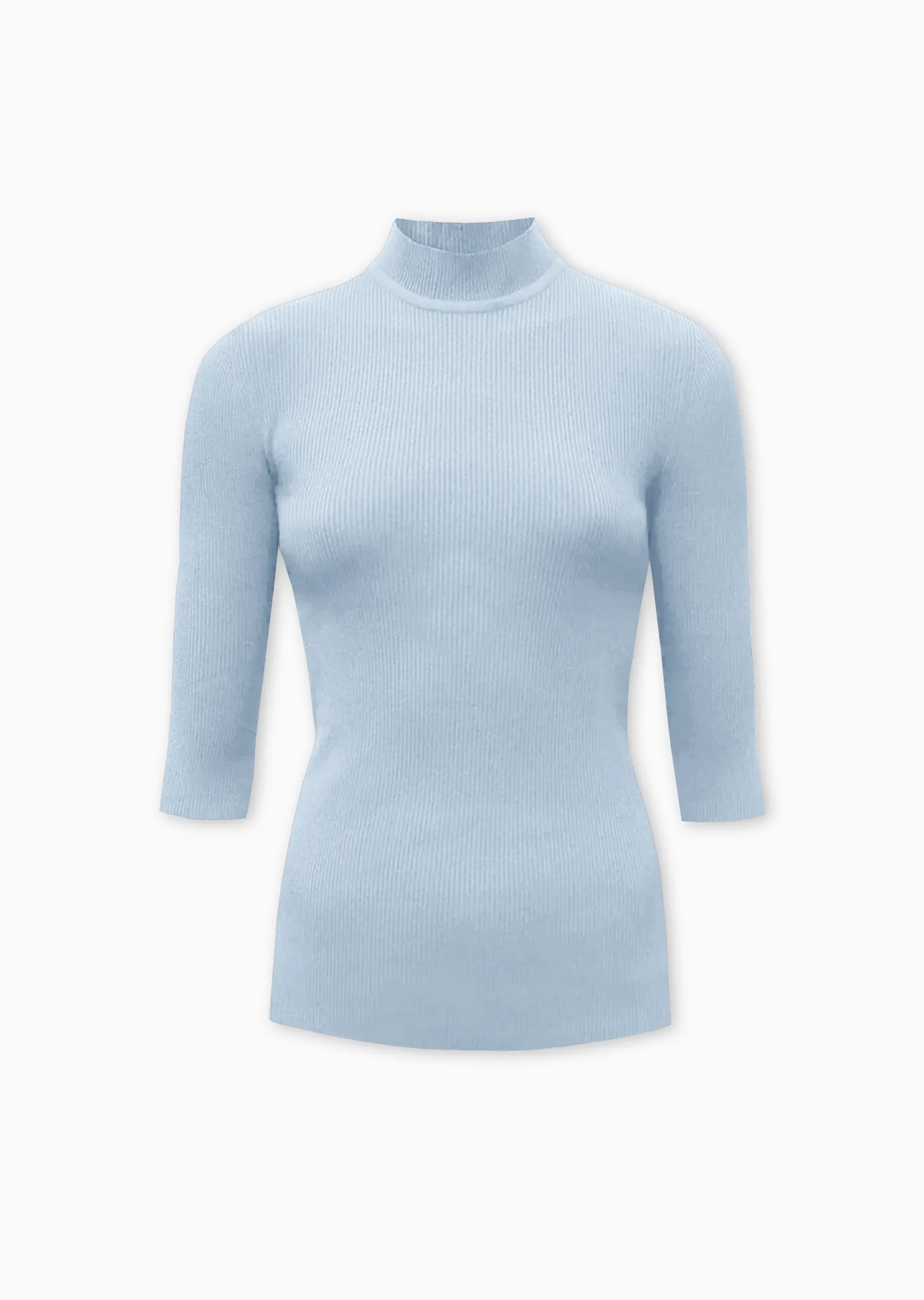 Lina - Short Sleeve Rib Knit Mock Neck Top