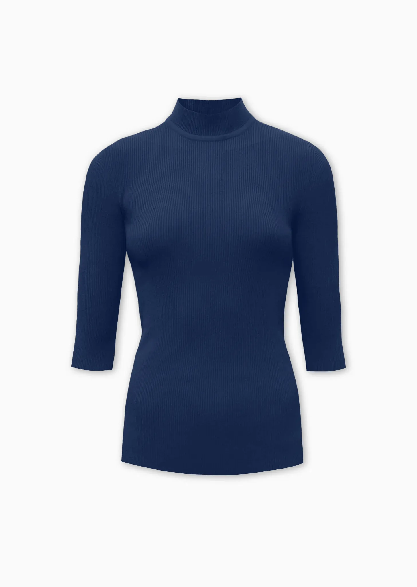 Lina - Short Sleeve Rib Knit Mock Neck Top