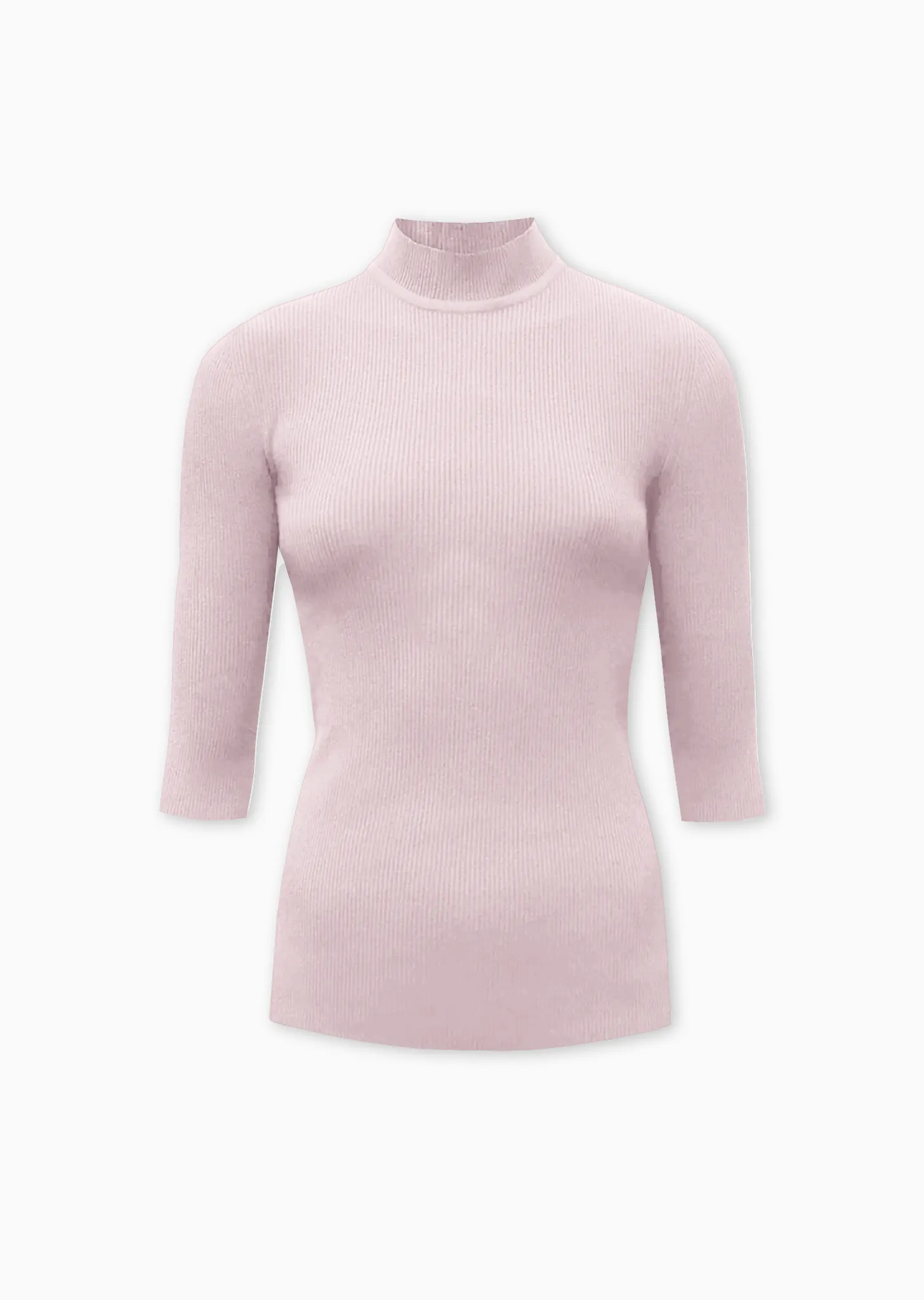 Lina - Short Sleeve Rib Knit Mock Neck Top