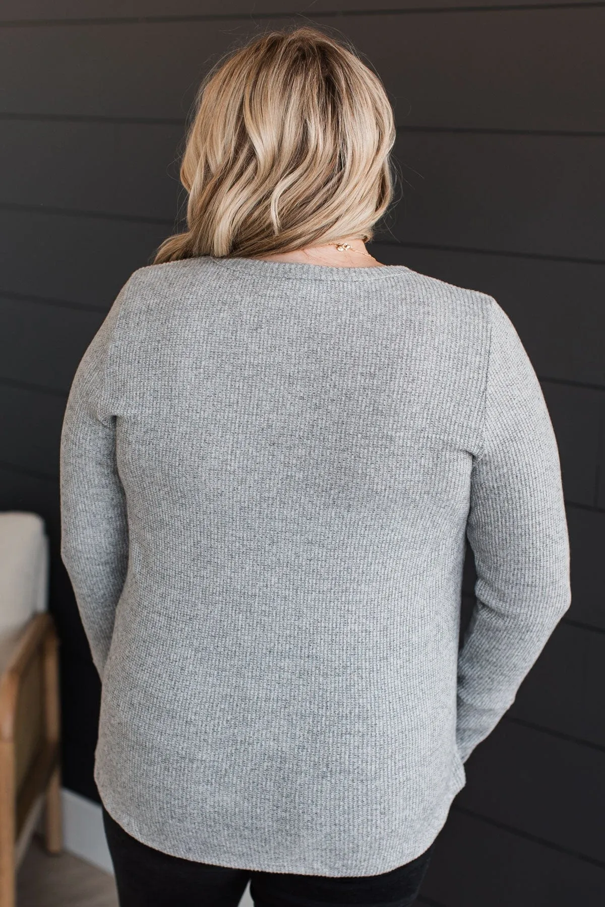 Little Moments Ribbed Knit Top- Heather Grey