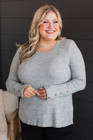 Little Moments Ribbed Knit Top- Heather Grey