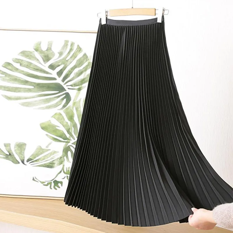 Long Pleated Skirts for Women Midi Skirt Summer