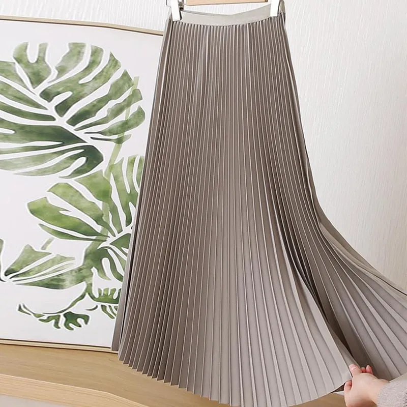 Long Pleated Skirts for Women Midi Skirt Summer