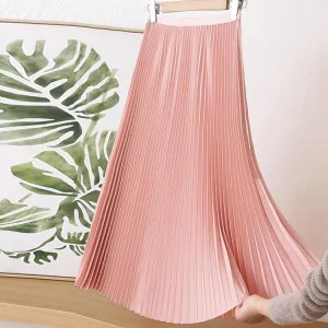 Long Pleated Skirts for Women Midi Skirt Summer