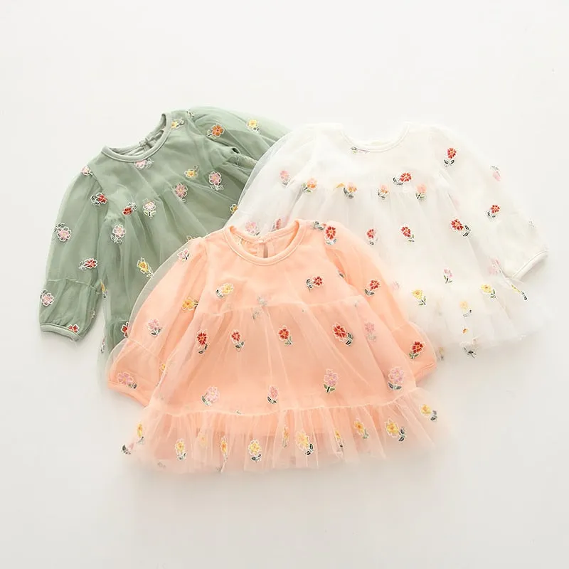 Long Sleeve Princess Dress in White