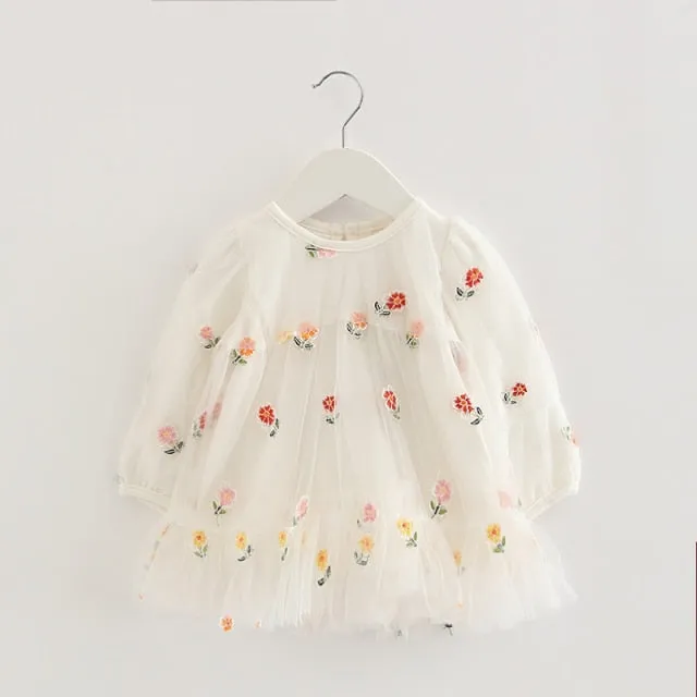 Long Sleeve Princess Dress in White