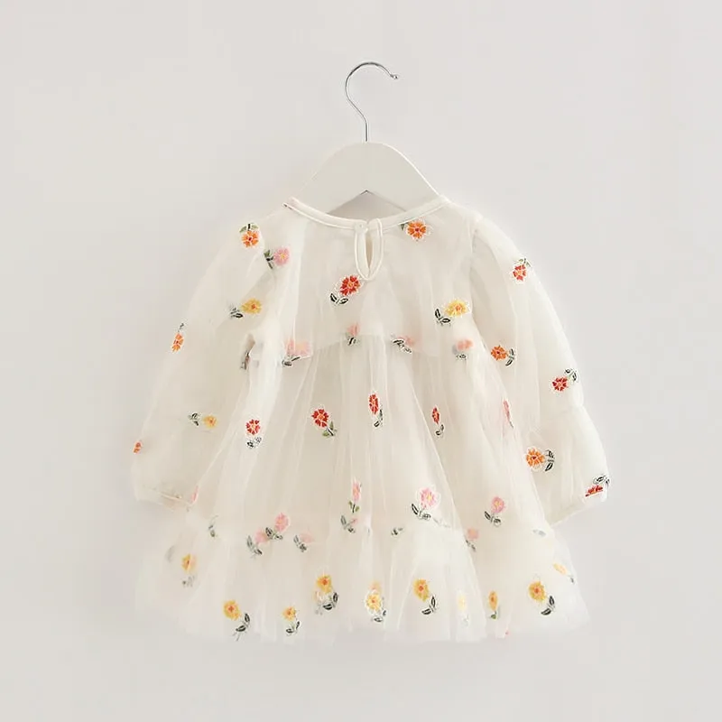 Long Sleeve Princess Dress in White