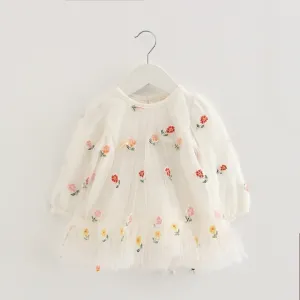 Long Sleeve Princess Dress in White