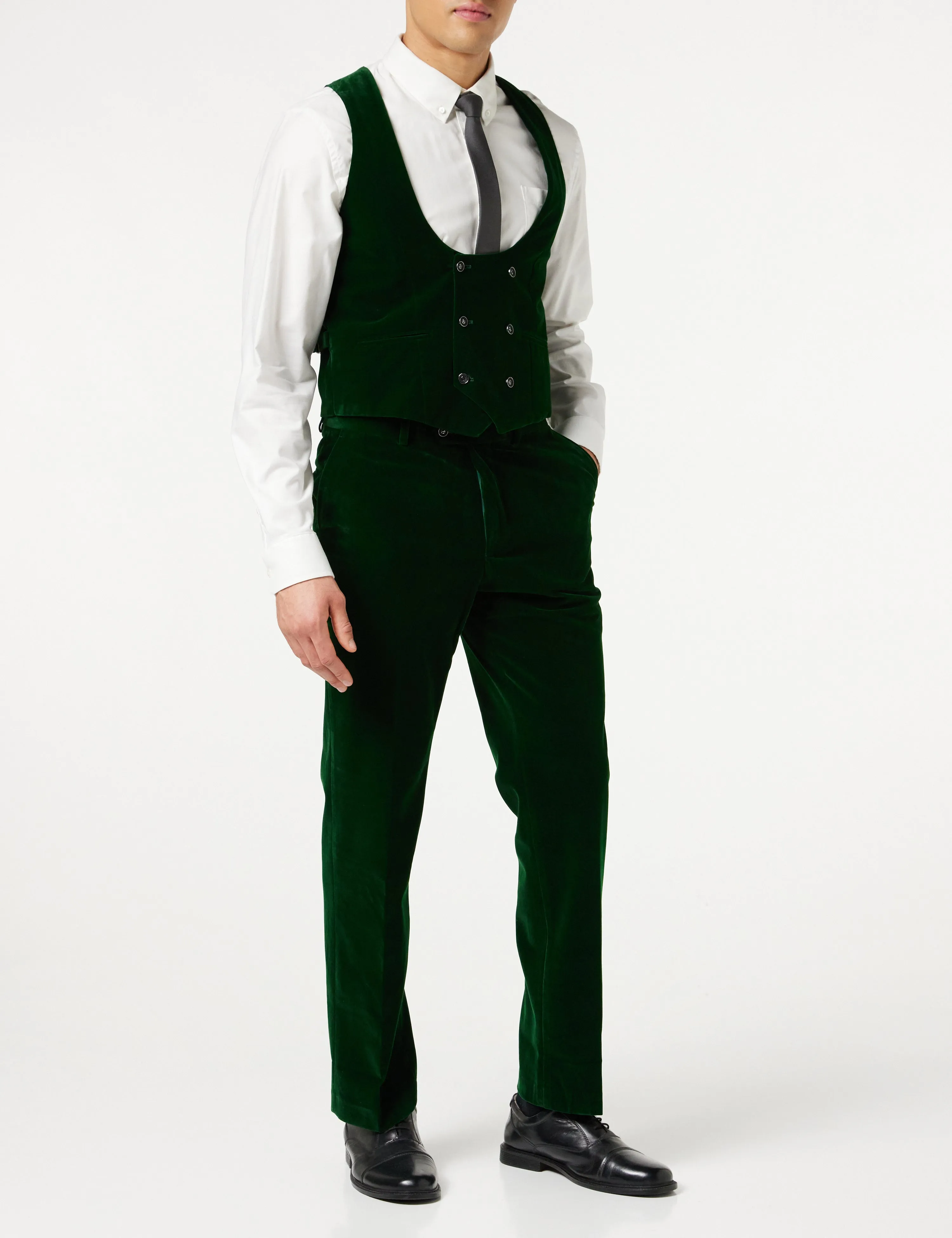 MAK - Green Velvet Low U Cut Waistcoat