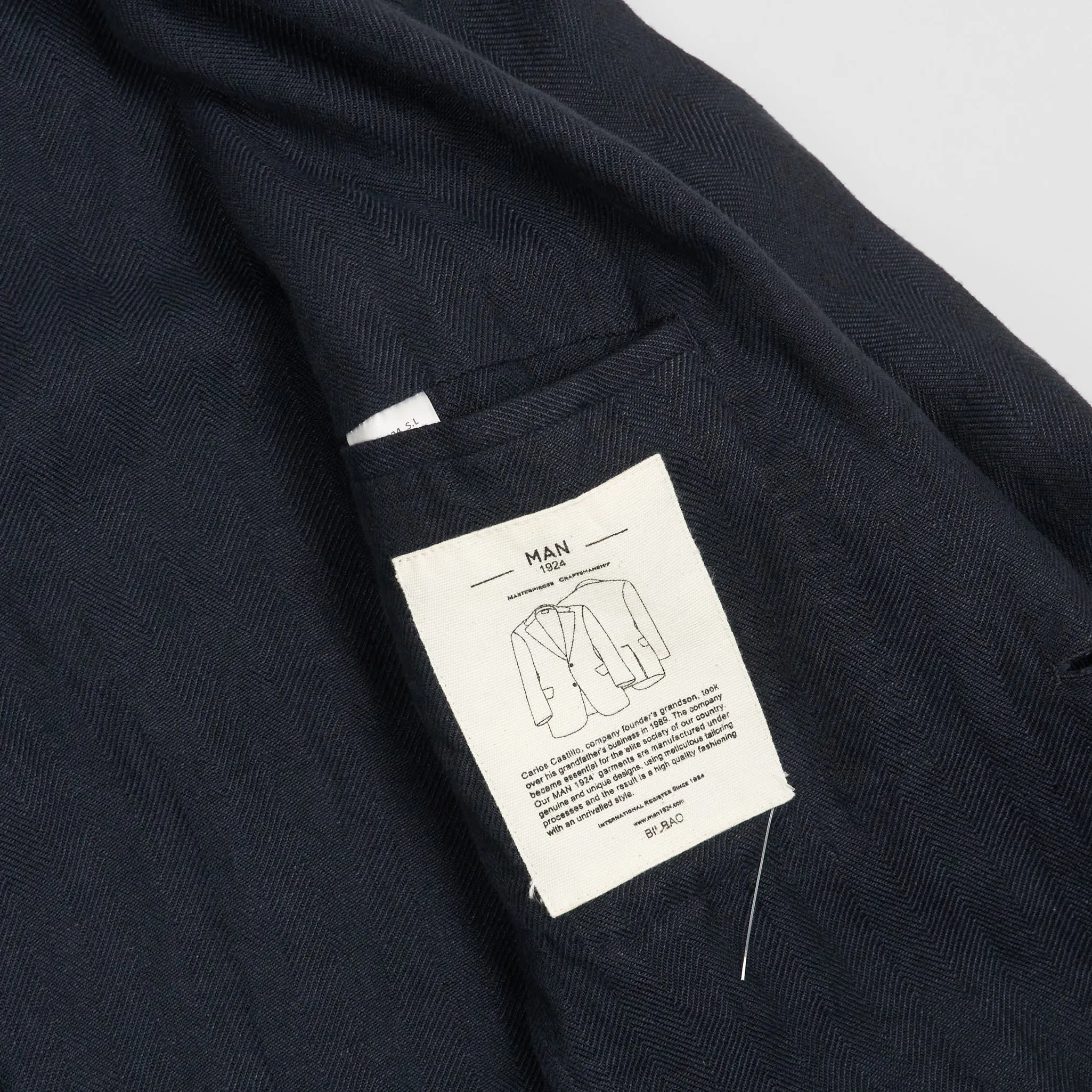Man 1924 Kennedy Linen Herringbone Blazer 3 Navy