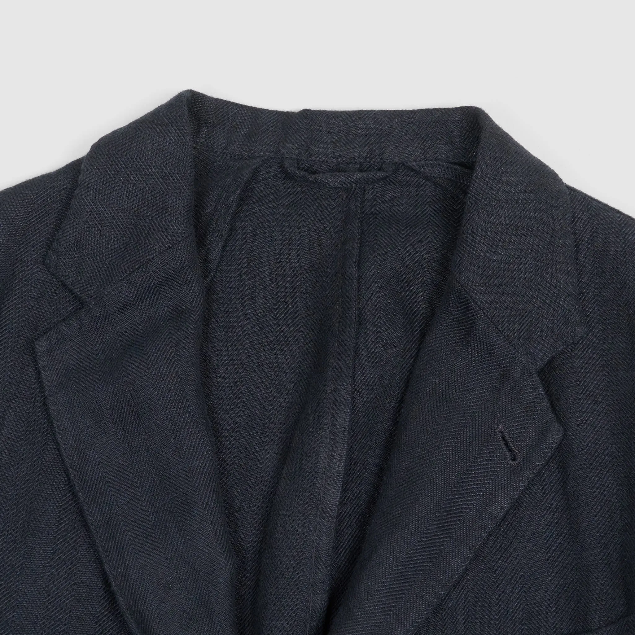 Man 1924 Kennedy Linen Herringbone Blazer 3 Navy