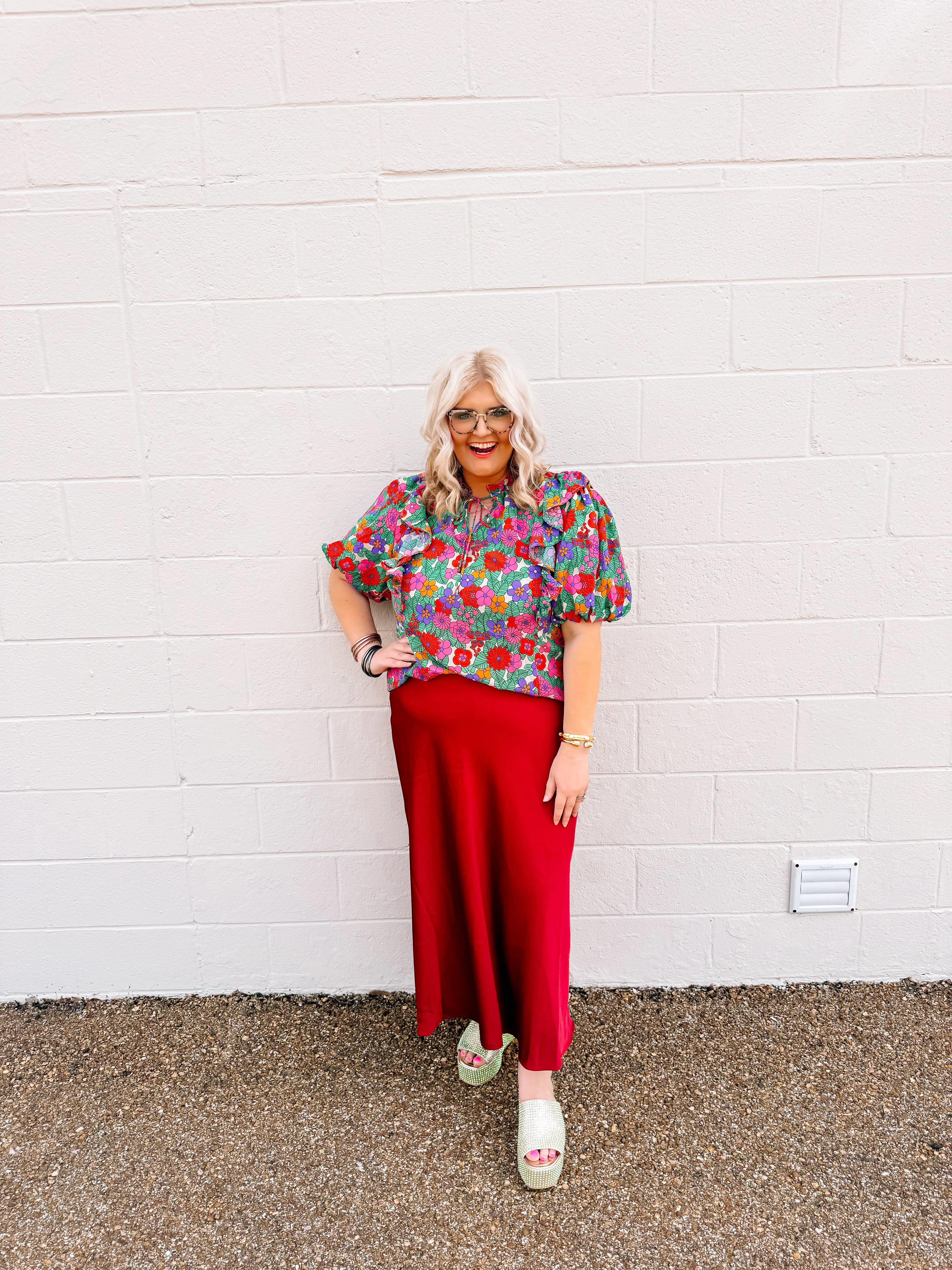Maroon Satin Skirt