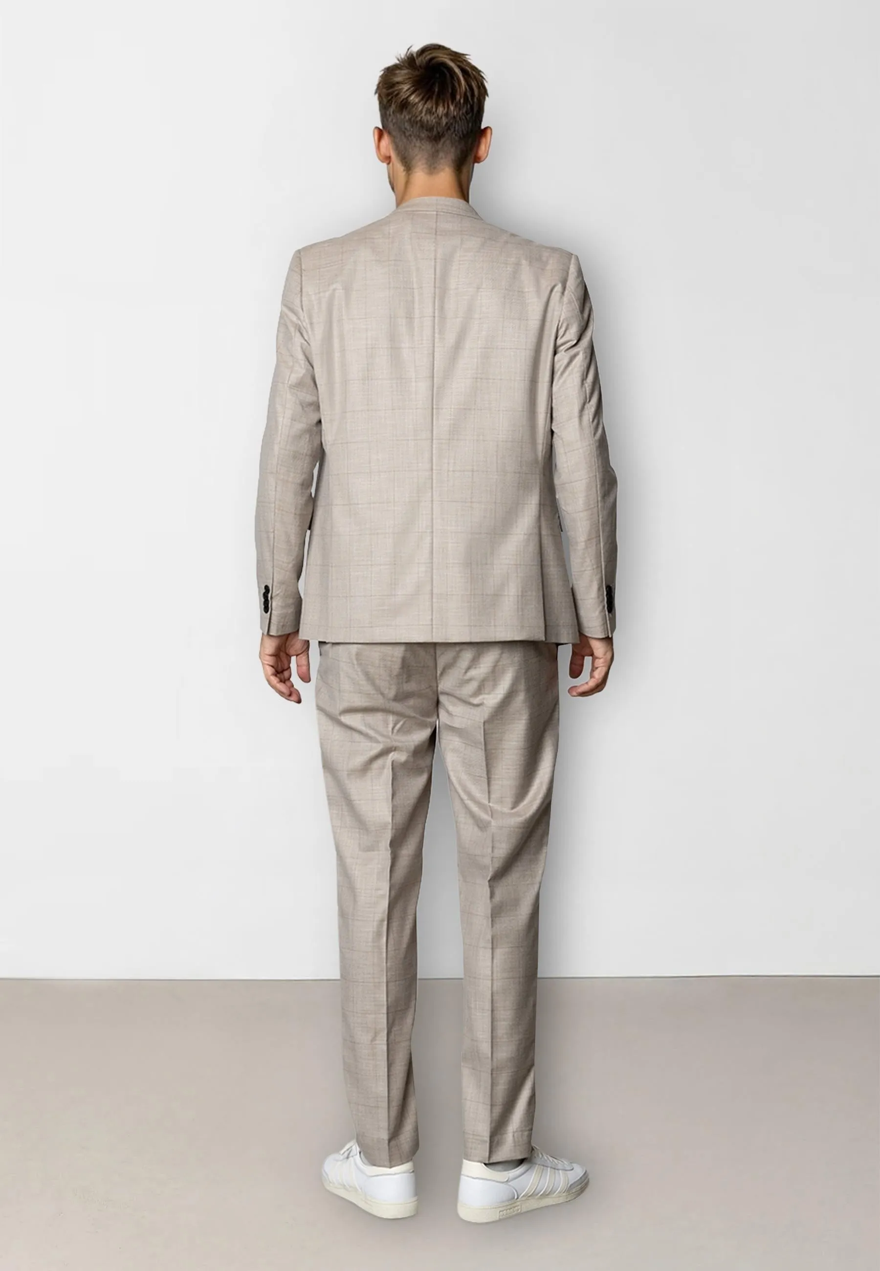 Mateo stretch blazer - Brown check melange