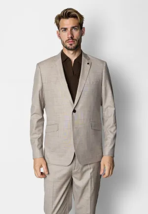 Mateo stretch blazer - Brown check melange