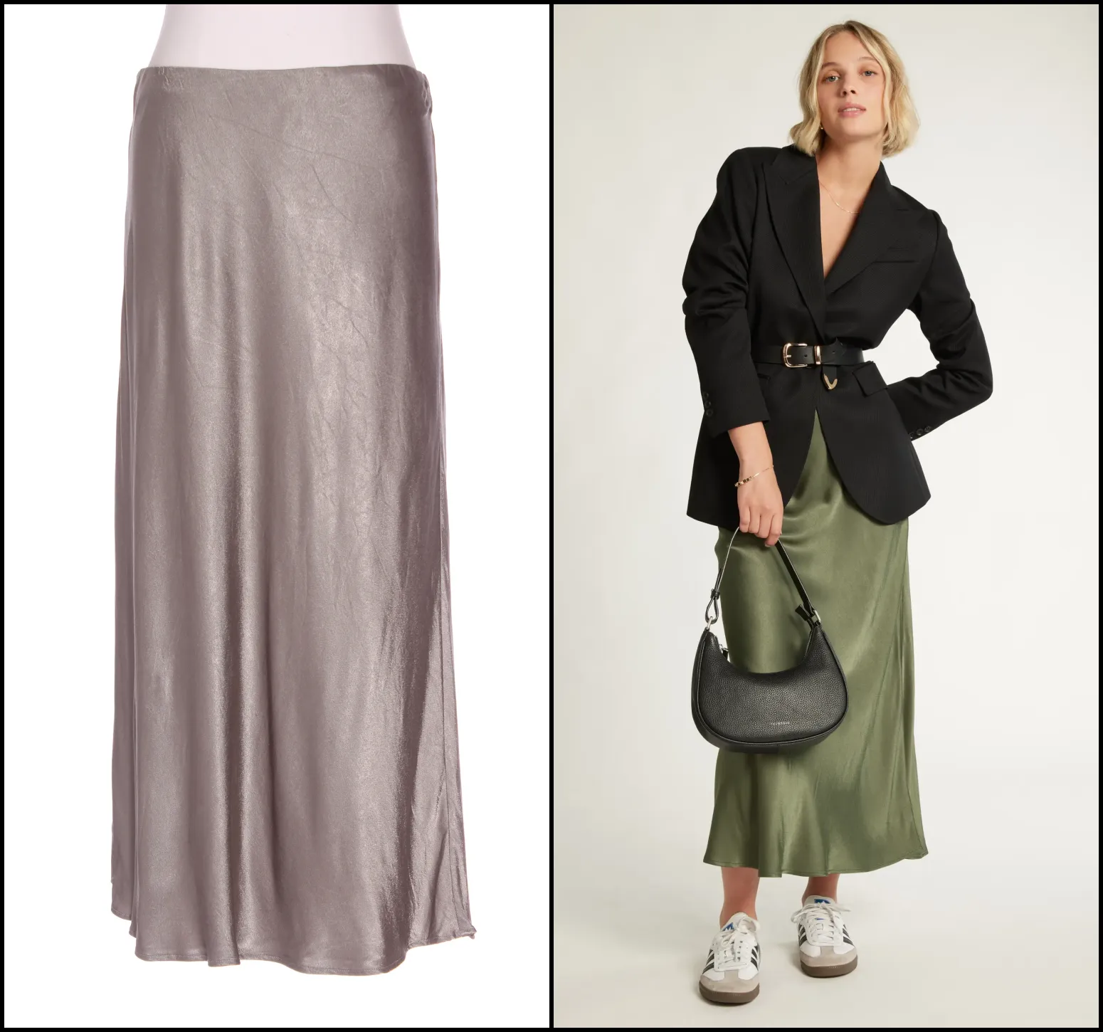 MAX - Fluid satin bias midi skirt - Moss! 14
