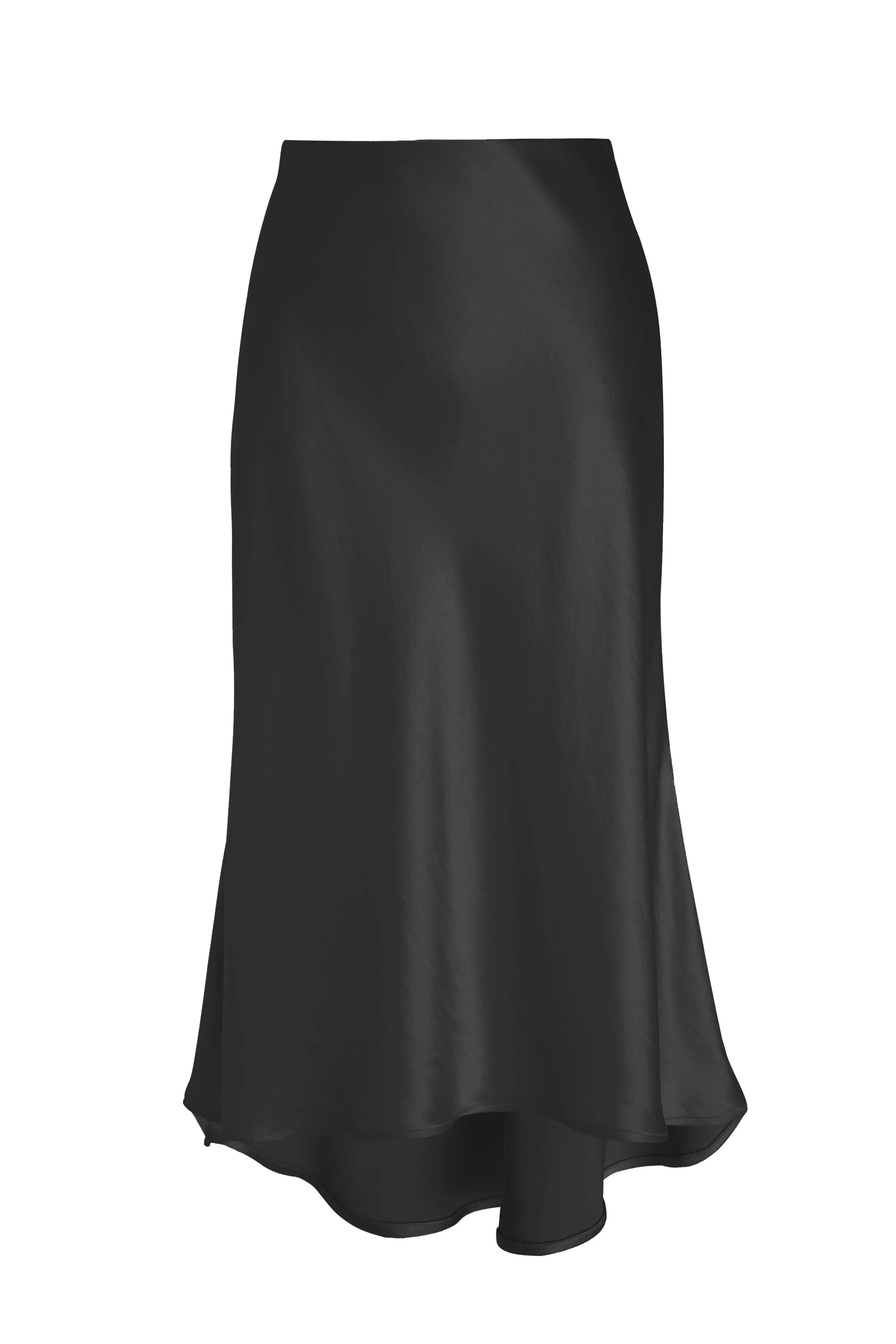Mermaid Acetate Midi Skirt - Black