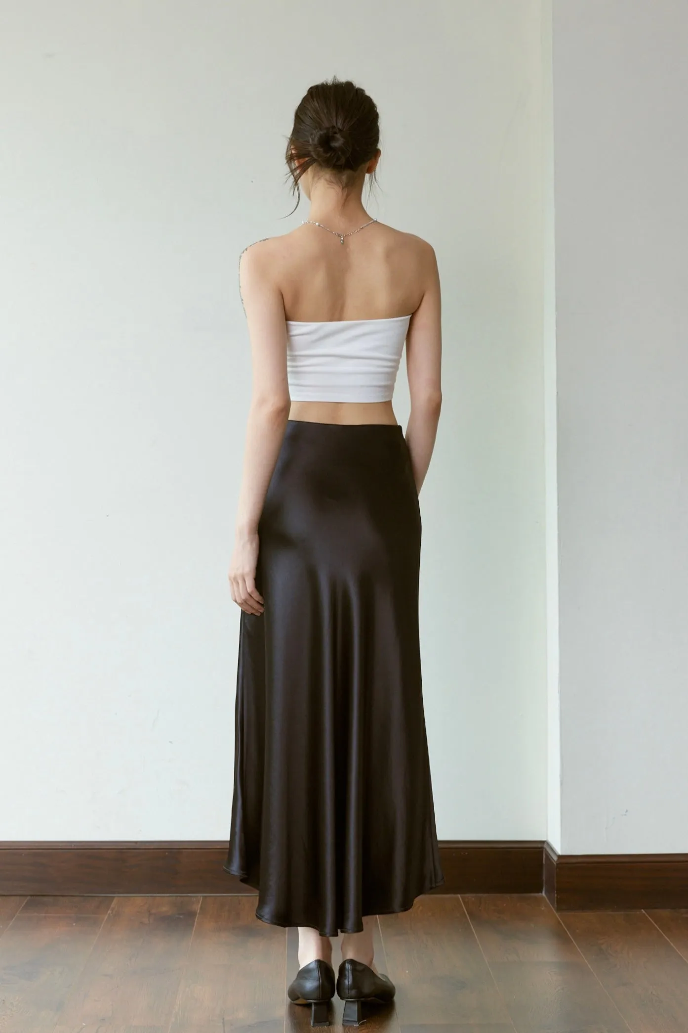 Mermaid Acetate Midi Skirt - Black