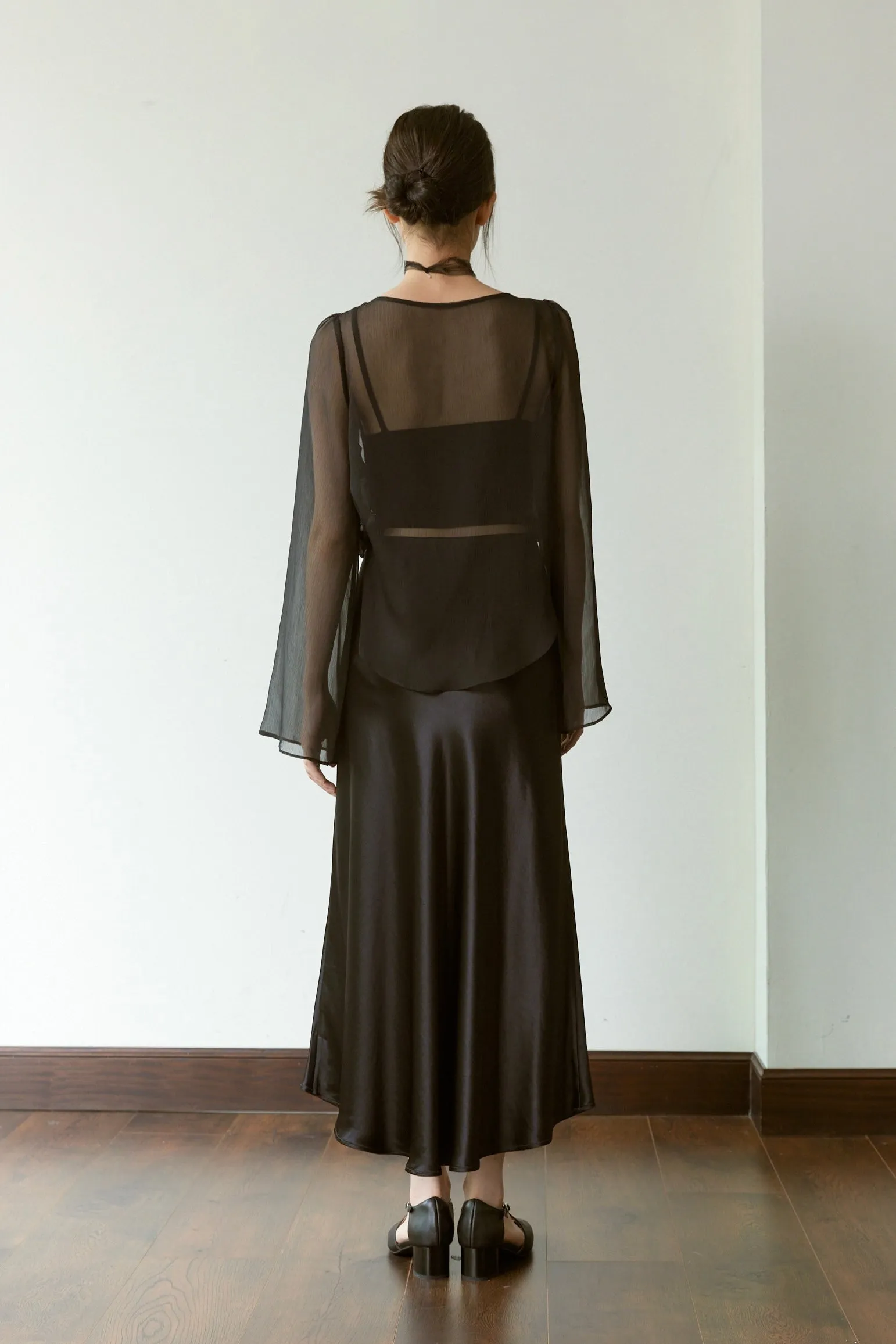 Mermaid Acetate Midi Skirt - Black