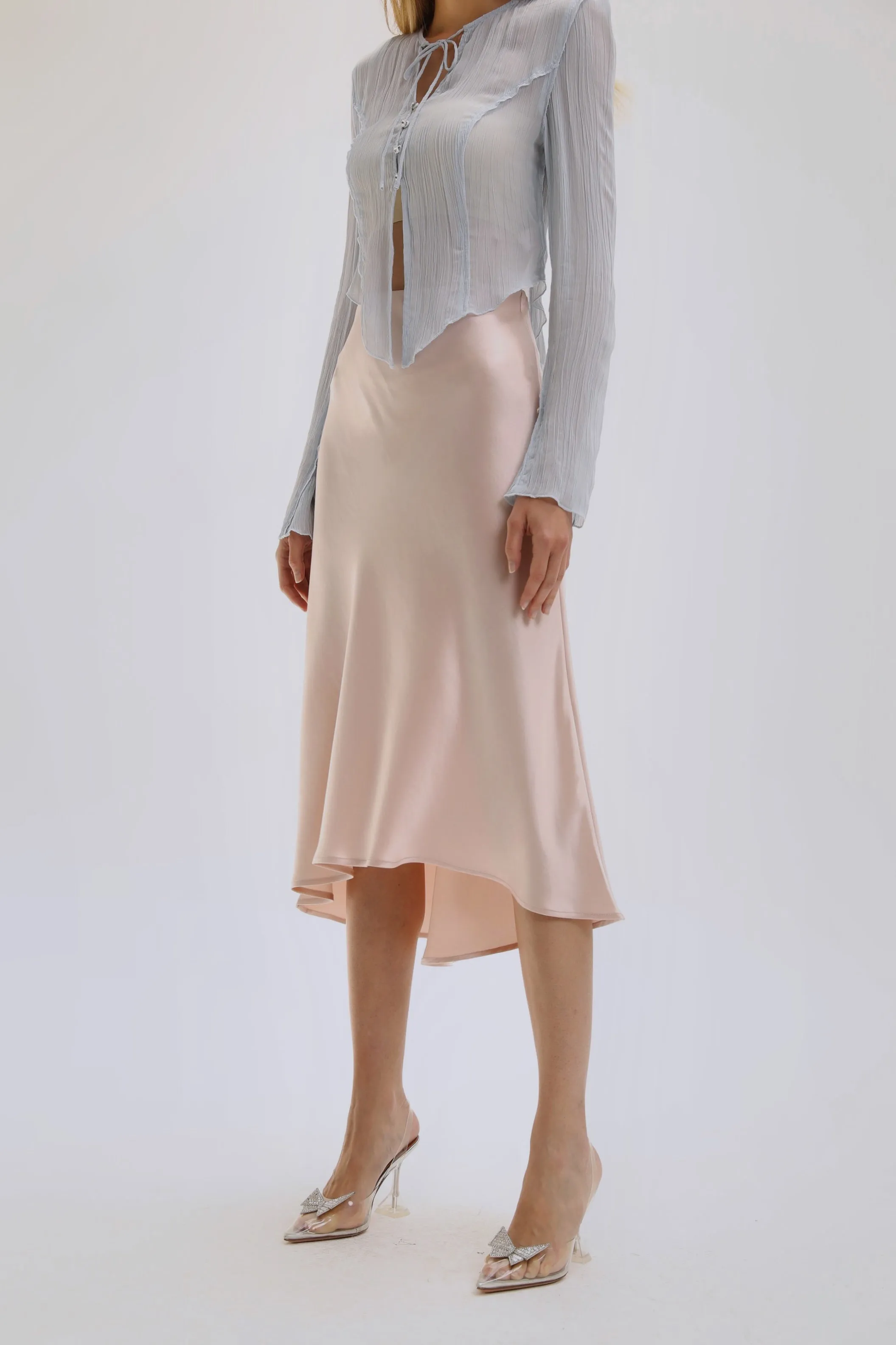 Mermaid Acetate Midi Skirt - Pink