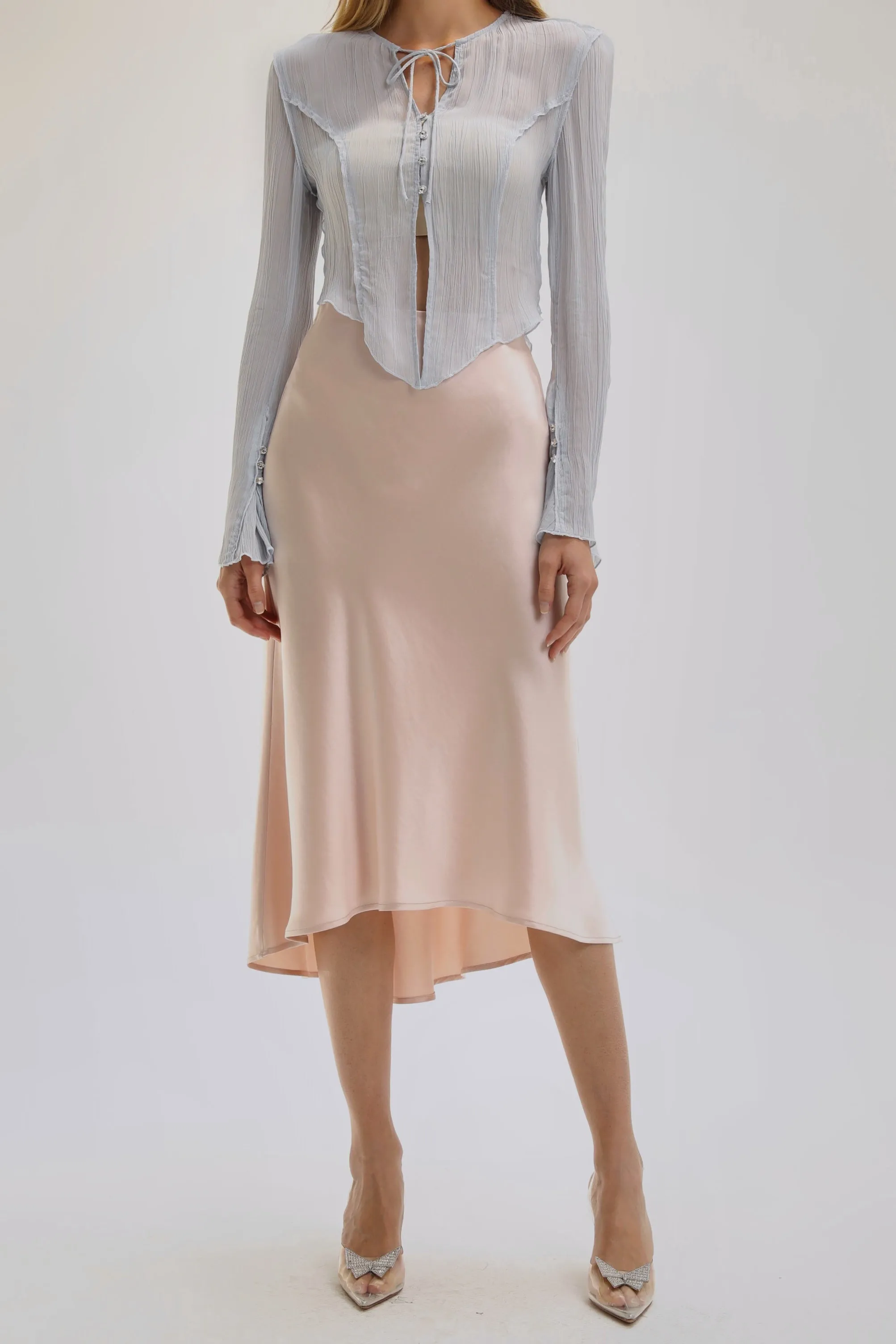 Mermaid Acetate Midi Skirt - Pink