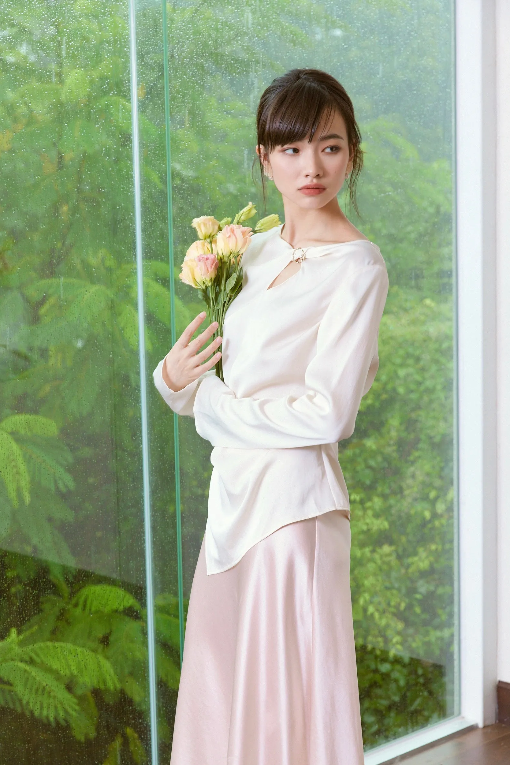 Mermaid Acetate Midi Skirt - Pink