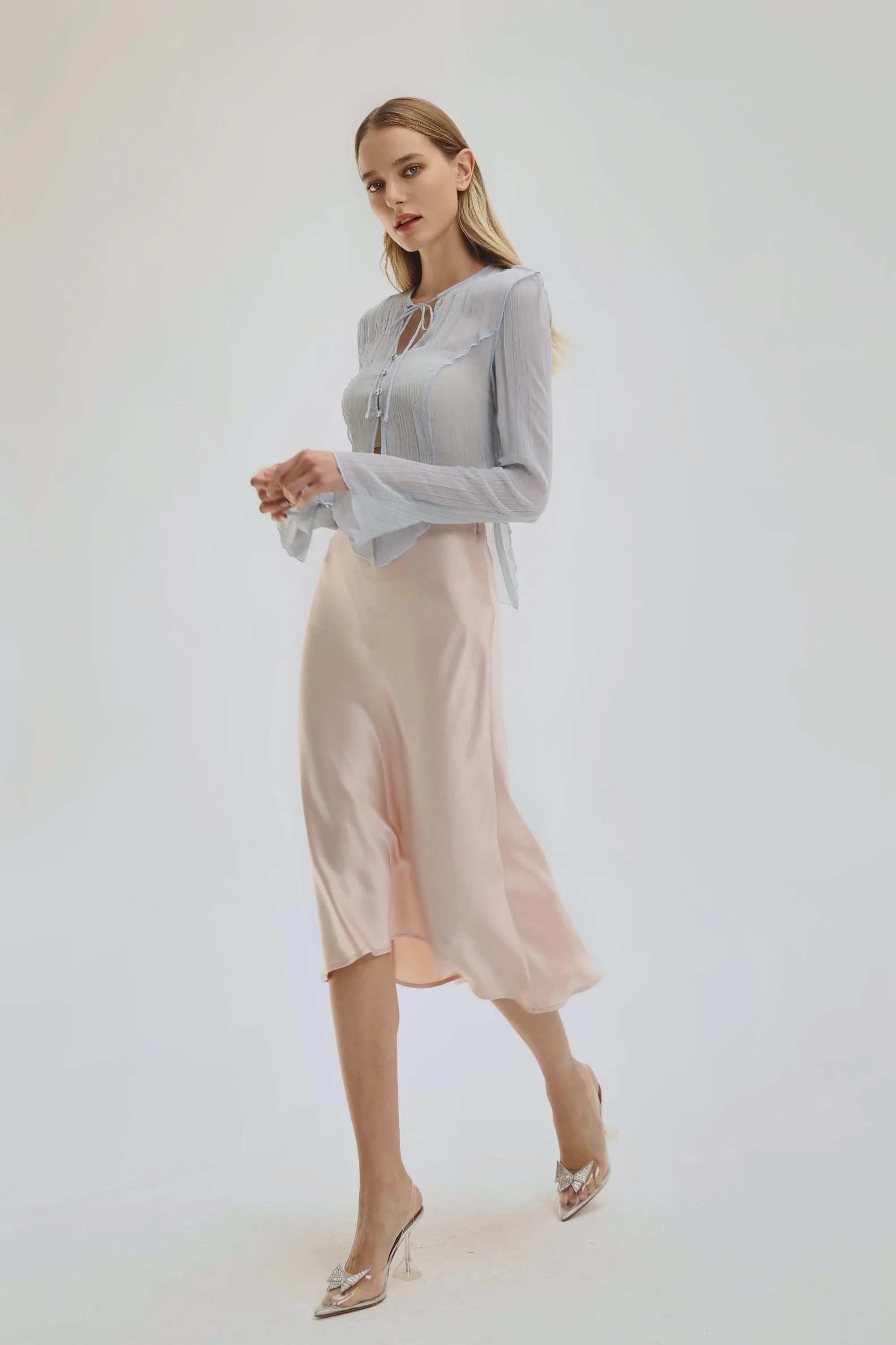 Mermaid Acetate Midi Skirt - Pink