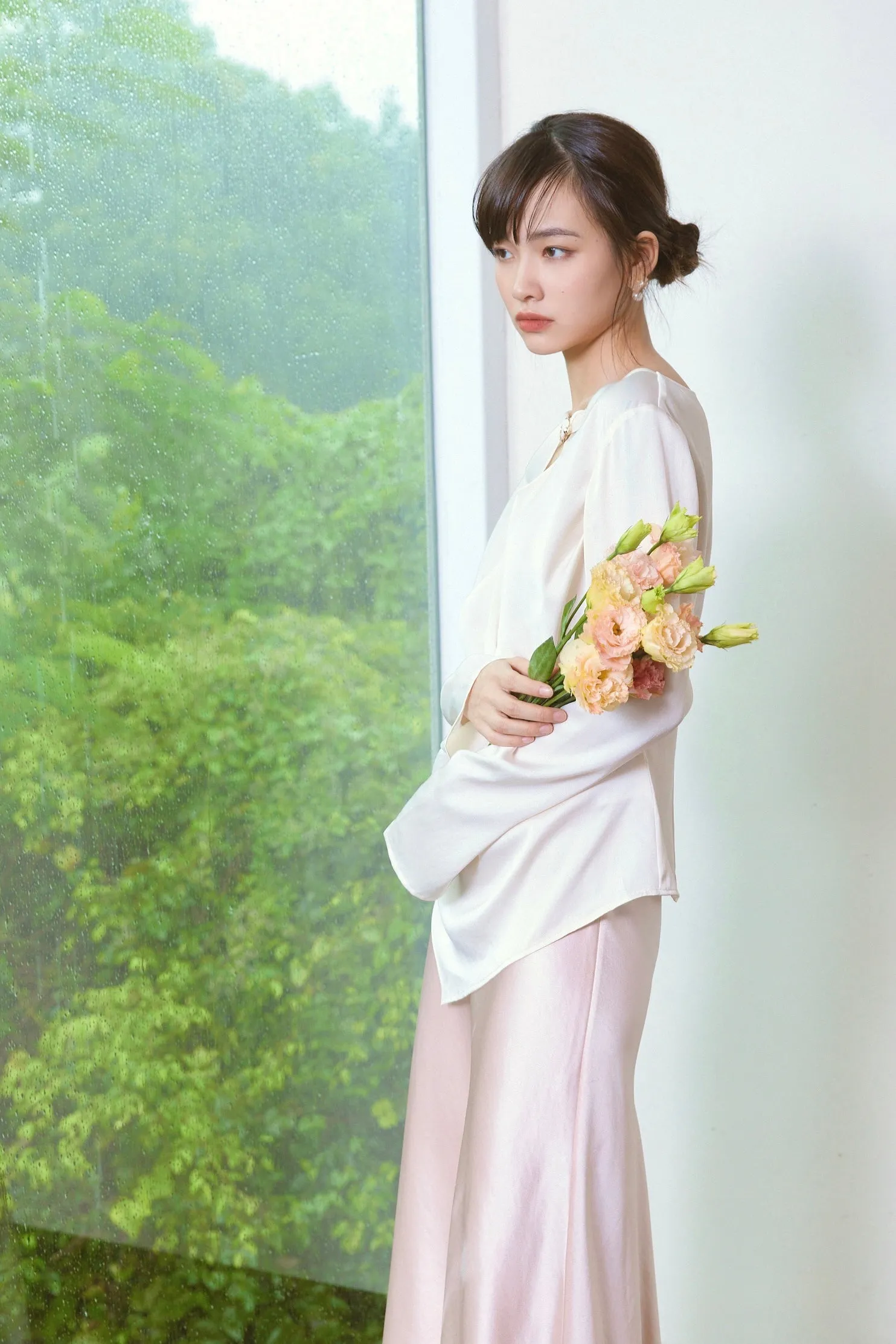 Mermaid Acetate Midi Skirt - Pink