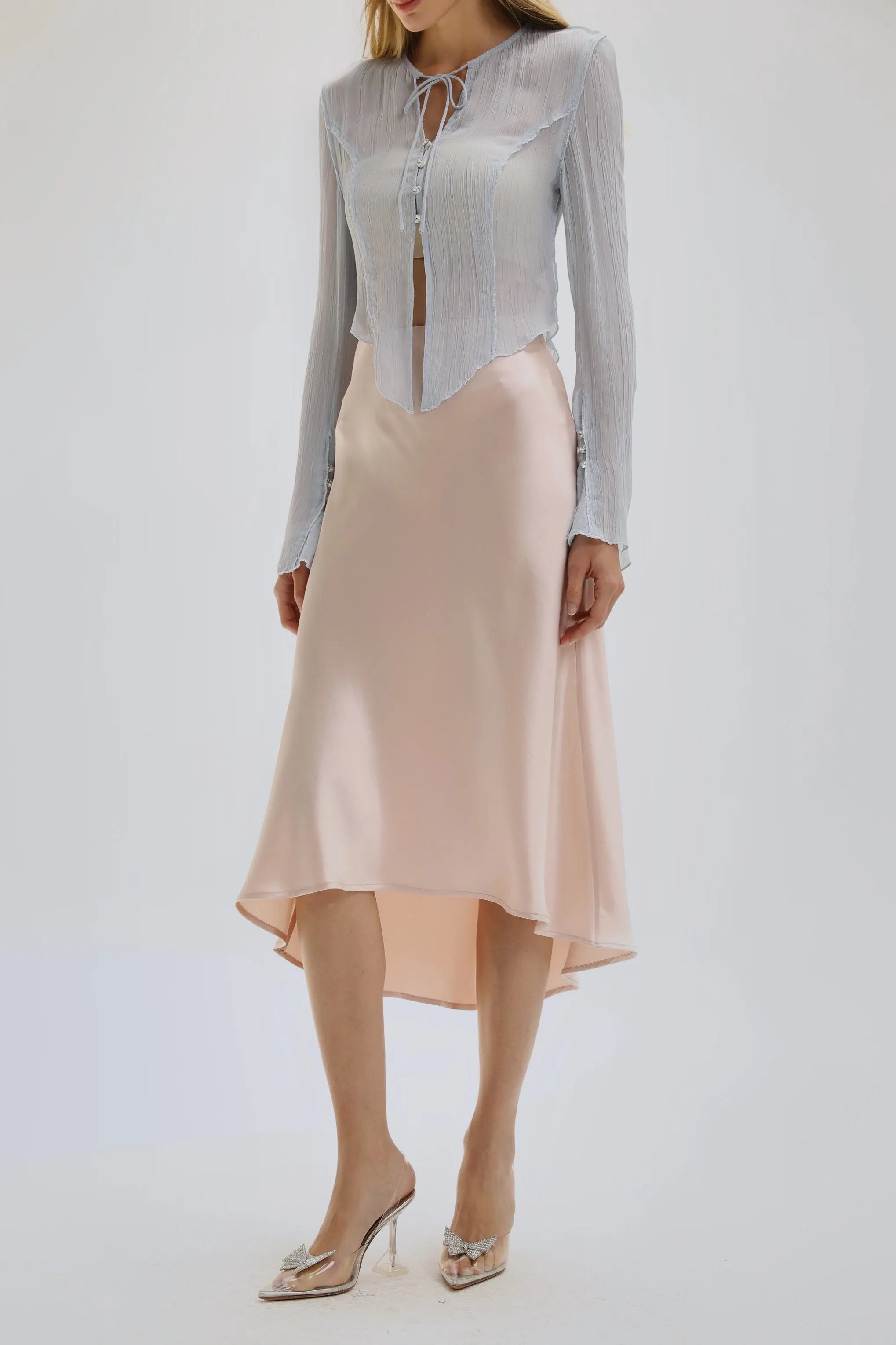 Mermaid Acetate Midi Skirt - Pink